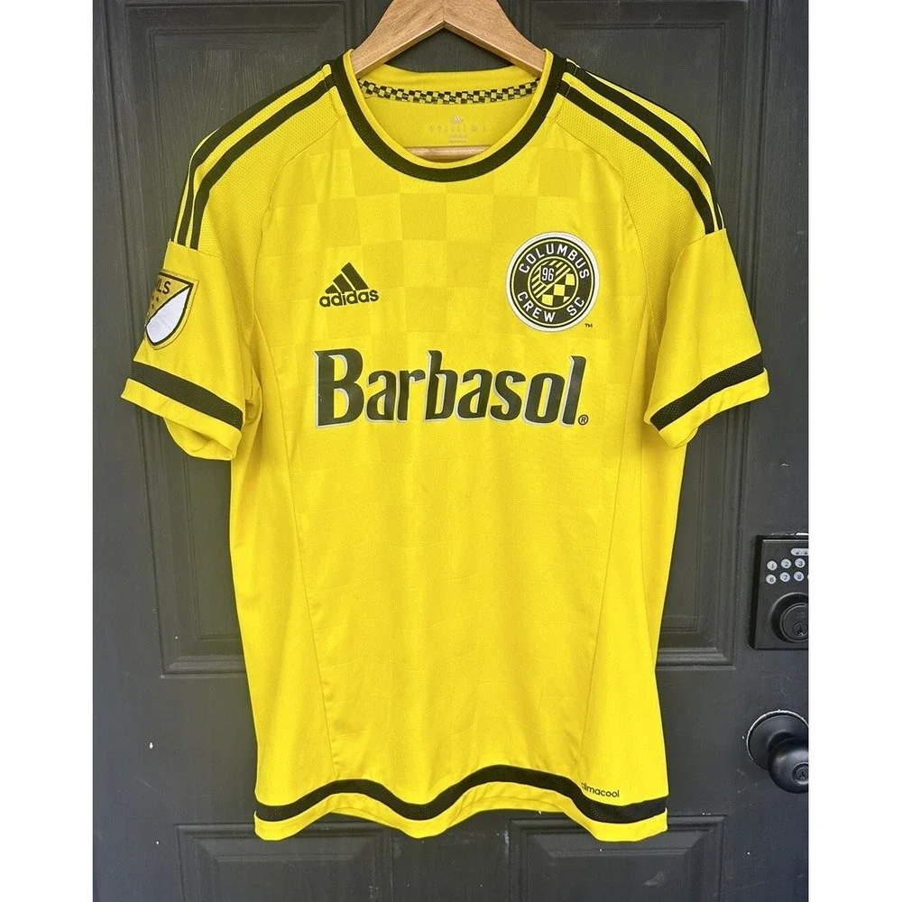 Adidas Men's Medium MLS‎ Columbus Crew SC 2015 Jersey Climacool Barbasol Yellow